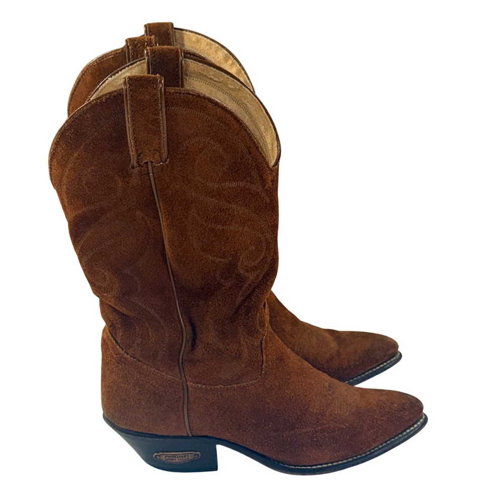 Vintage Code West Cowboy Boots Womens 7 Brown Suede Western USA Boho Cowgirl